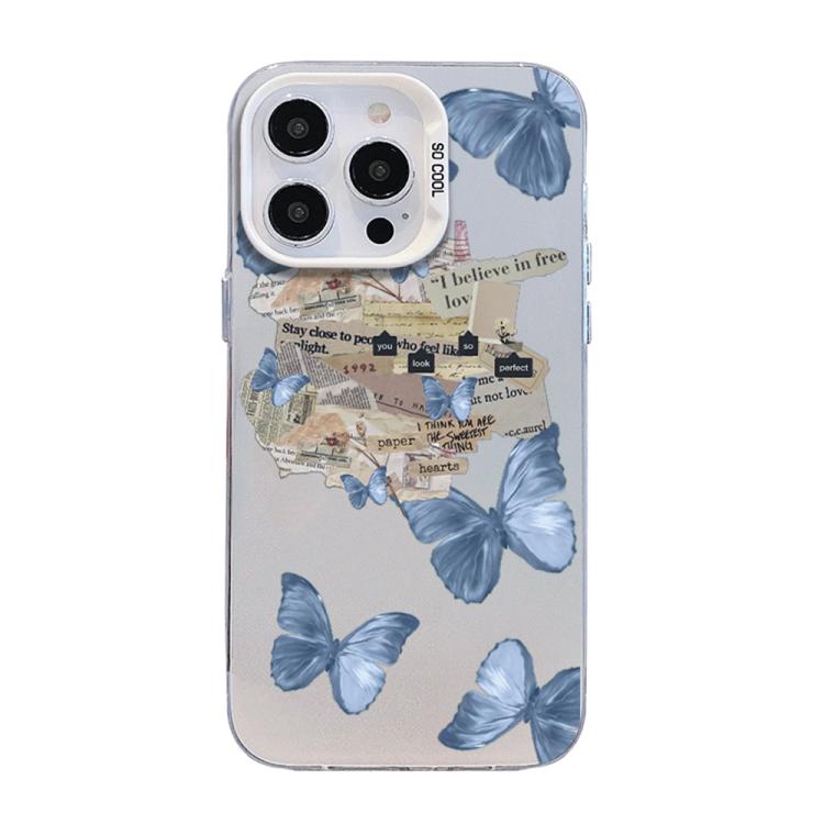 Butterfly Pattern Silver Plating PC Hybrid TPU Phone Case, For iPhone 16 Pro, For iPhone 16 Plus, For iPhone 16, For iPhone 15 Pro Max, For iPhone 15 Pro, For iPhone 15 Plus