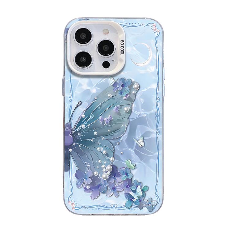 Butterfly Pattern Silver Plating PC Hybrid TPU Phone Case, For iPhone 16 Pro, For iPhone 16 Plus, For iPhone 16, For iPhone 15 Pro Max, For iPhone 15 Pro, For iPhone 15 Plus
