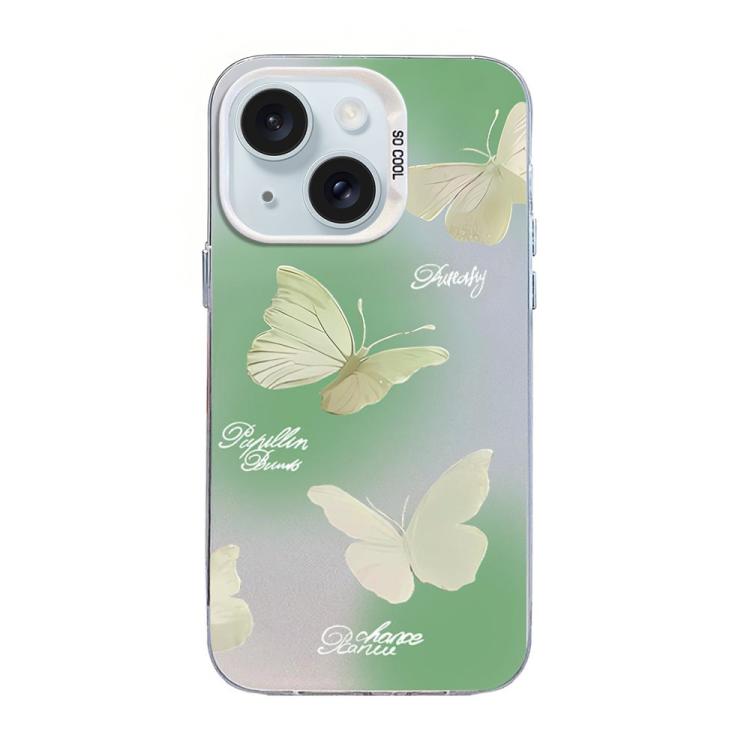 Butterfly Pattern Silver Plating PC Hybrid TPU Phone Case, For iPhone 16 Pro, For iPhone 16 Plus, For iPhone 16, For iPhone 15 Pro Max, For iPhone 15 Pro, For iPhone 15 Plus