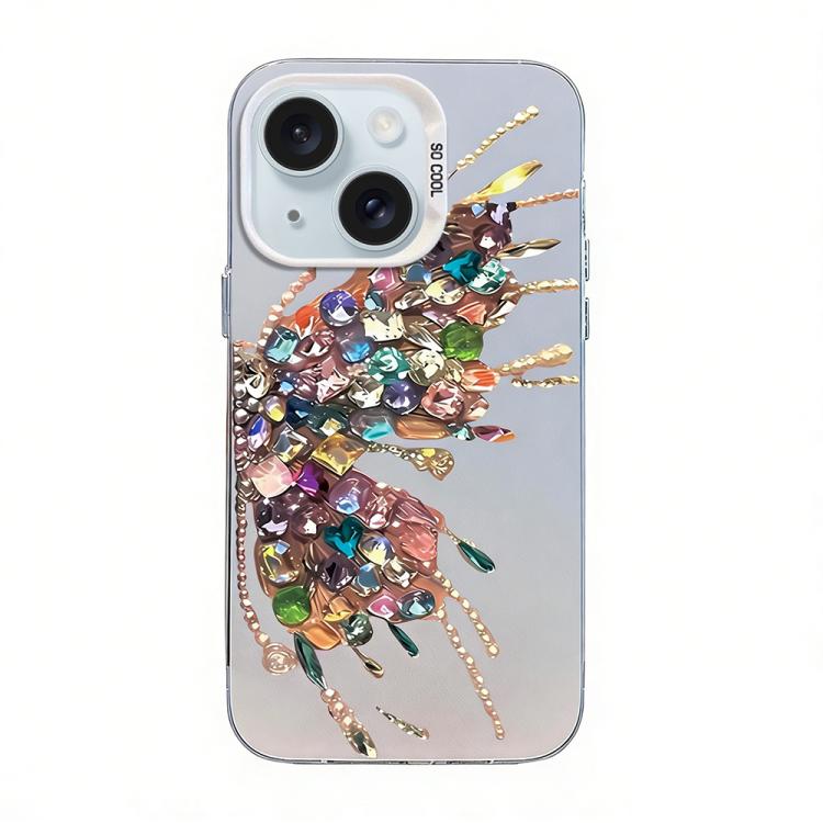 Butterfly Pattern Silver Plating PC Hybrid TPU Phone Case, For iPhone 16 Pro, For iPhone 16 Plus, For iPhone 16, For iPhone 15 Pro Max, For iPhone 15 Pro, For iPhone 15 Plus