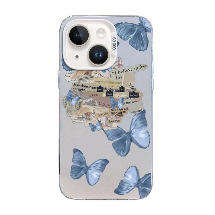 Butterfly Pattern Silver Plating PC Hybrid TPU Phone Case, For iPhone 15, For iPhone 14 Plus, For iPhone 14, For iPhone 14 Pro, For iPhone 14 Pro Max, For iPhone SE 2022 / SE 2020