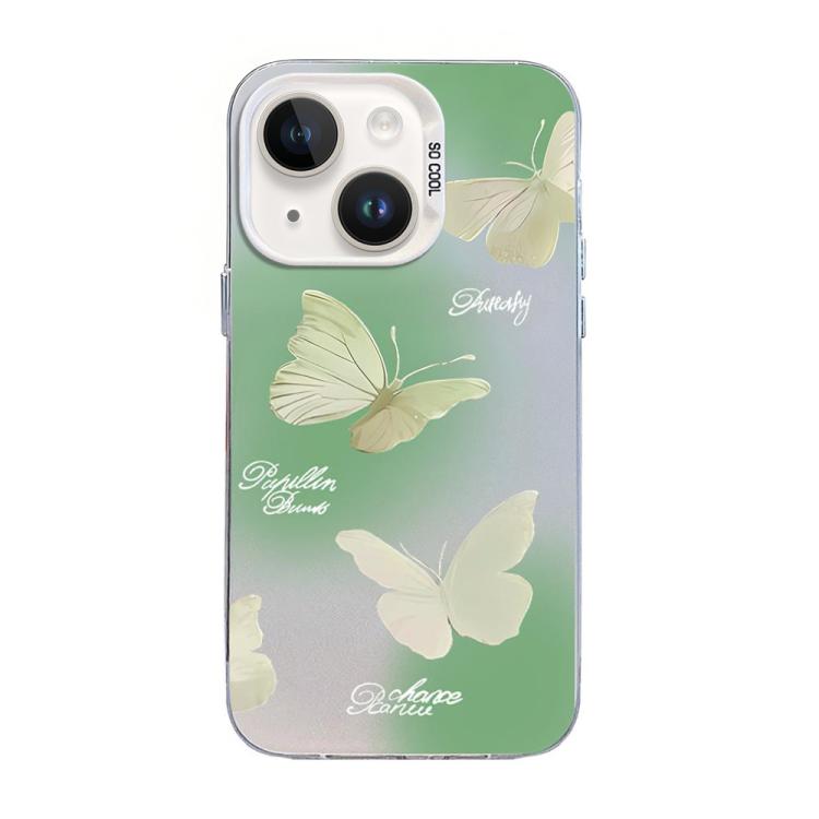 Capa de telemóvel híbrida TPU PC com padrão de borboleta e banho prateado, Para iPhone 13 Pro Max, Para iPhone 13 Pro, Para iPhone 13, Para iPhone 13 mini, Para iPhone 12 Pro Max, Para iPhone 12 Pro
