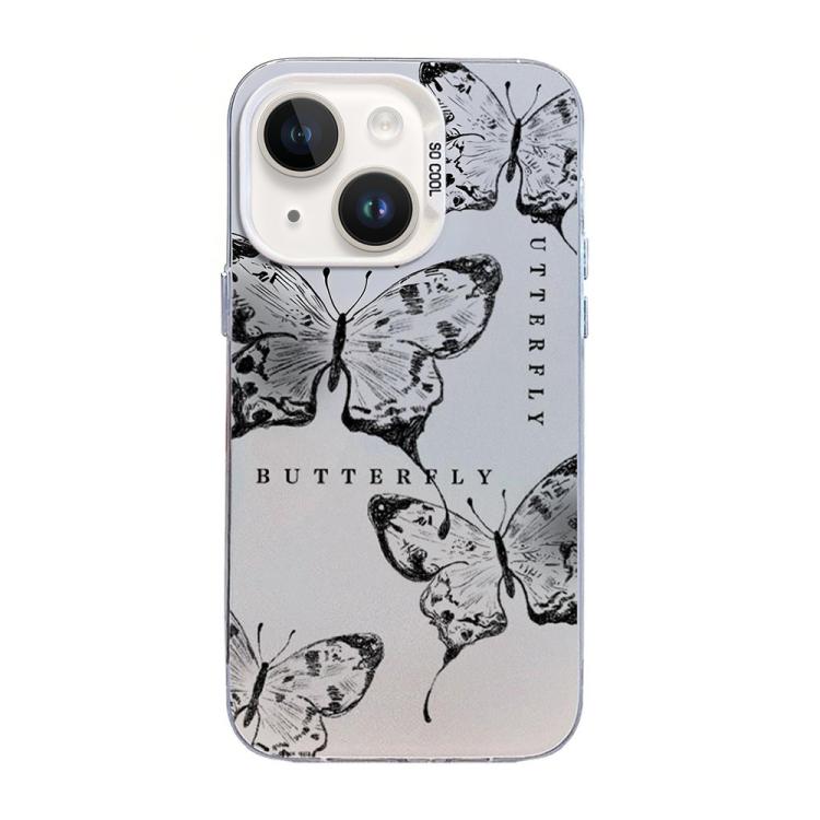 Capa de telemóvel híbrida TPU PC com padrão de borboleta e banho prateado, Para iPhone 13 Pro Max, Para iPhone 13 Pro, Para iPhone 13, Para iPhone 13 mini, Para iPhone 12 Pro Max, Para iPhone 12 Pro
