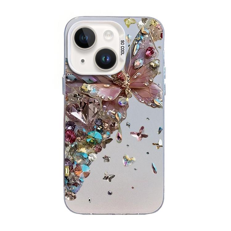 Capa de telemóvel híbrida TPU PC com padrão de borboleta e banho prateado, Para iPhone 13 Pro Max, Para iPhone 13 Pro, Para iPhone 13, Para iPhone 13 mini, Para iPhone 12 Pro Max, Para iPhone 12 Pro