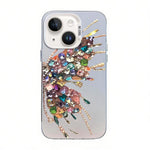 Capa de telemóvel híbrida TPU PC com padrão de borboleta e banho prateado, Para iPhone 13 Pro Max, Para iPhone 13 Pro, Para iPhone 13, Para iPhone 13 mini, Para iPhone 12 Pro Max, Para iPhone 12 Pro