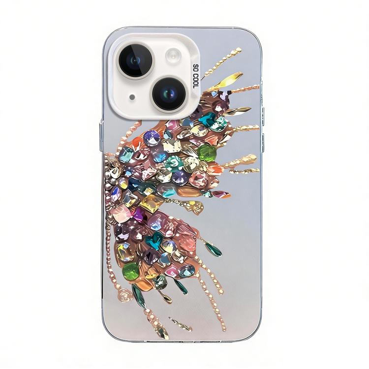 Capa de telemóvel híbrida TPU PC com padrão de borboleta e banho prateado, Para iPhone 13 Pro Max, Para iPhone 13 Pro, Para iPhone 13, Para iPhone 13 mini, Para iPhone 12 Pro Max, Para iPhone 12 Pro