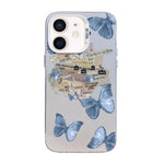 Capa de Telemóvel Híbrida em PC com TPU e Revestimento Prateado com Padrão de Borboleta, Para iPhone 12 mini, Para iPhone 11 Pro Max, Para iPhone 11, Para iPhone 11 Pro, Para iPhone XS / X, Para iPhone XR
