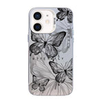 Capa de Telemóvel Híbrida em PC com TPU e Revestimento Prateado com Padrão de Borboleta, Para iPhone 12 mini, Para iPhone 11 Pro Max, Para iPhone 11, Para iPhone 11 Pro, Para iPhone XS / X, Para iPhone XR