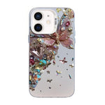 Capa de Telemóvel Híbrida em PC com TPU e Revestimento Prateado com Padrão de Borboleta, Para iPhone 12 mini, Para iPhone 11 Pro Max, Para iPhone 11, Para iPhone 11 Pro, Para iPhone XS / X, Para iPhone XR