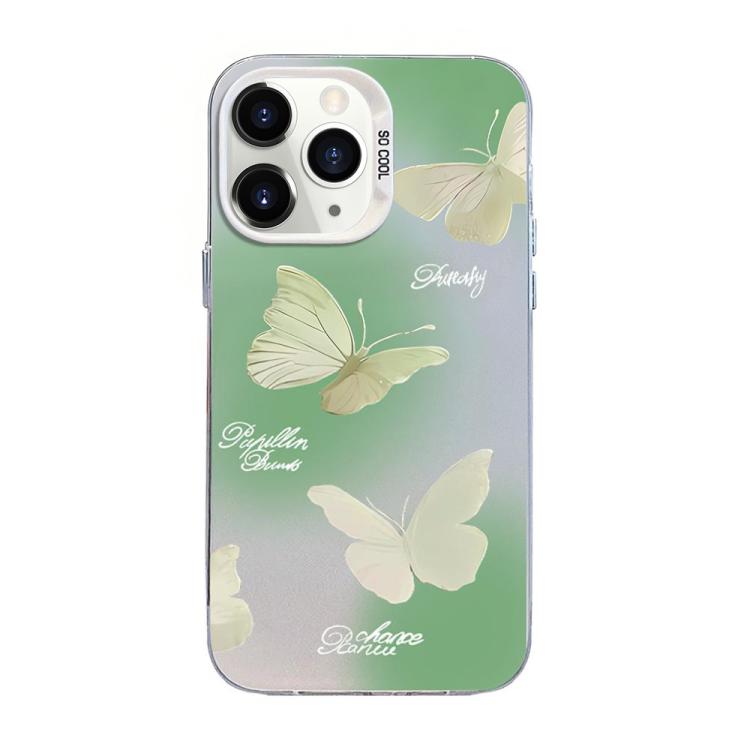 Capa de Telemóvel Híbrida em PC com TPU e Revestimento Prateado com Padrão de Borboleta, Para iPhone 12 mini, Para iPhone 11 Pro Max, Para iPhone 11, Para iPhone 11 Pro, Para iPhone XS / X, Para iPhone XR