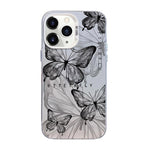 Capa de Telemóvel Híbrida em PC com TPU e Revestimento Prateado com Padrão de Borboleta, Para iPhone 12 mini, Para iPhone 11 Pro Max, Para iPhone 11, Para iPhone 11 Pro, Para iPhone XS / X, Para iPhone XR