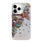 Capa de Telemóvel Híbrida em PC com TPU e Revestimento Prateado com Padrão de Borboleta, Para iPhone 12 mini, Para iPhone 11 Pro Max, Para iPhone 11, Para iPhone 11 Pro, Para iPhone XS / X, Para iPhone XR