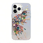 Capa de Telemóvel Híbrida em PC com TPU e Revestimento Prateado com Padrão de Borboleta, Para iPhone 12 mini, Para iPhone 11 Pro Max, Para iPhone 11, Para iPhone 11 Pro, Para iPhone XS / X, Para iPhone XR