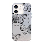 Capa de Telemóvel Híbrida em PC com TPU e Revestimento Prateado com Padrão de Borboleta, Para iPhone 12 mini, Para iPhone 11 Pro Max, Para iPhone 11, Para iPhone 11 Pro, Para iPhone XS / X, Para iPhone XR