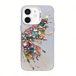 Capa de Telemóvel Híbrida em PC com TPU e Revestimento Prateado com Padrão de Borboleta, Para iPhone 12 mini, Para iPhone 11 Pro Max, Para iPhone 11, Para iPhone 11 Pro, Para iPhone XS / X, Para iPhone XR