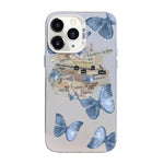 Capa de Telemóvel Híbrida em PC com TPU e Revestimento Prateado com Padrão de Borboleta, Para iPhone 12 mini, Para iPhone 11 Pro Max, Para iPhone 11, Para iPhone 11 Pro, Para iPhone XS / X, Para iPhone XR