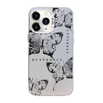 Capa de Telemóvel Híbrida em PC com TPU e Revestimento Prateado com Padrão de Borboleta, Para iPhone 12 mini, Para iPhone 11 Pro Max, Para iPhone 11, Para iPhone 11 Pro, Para iPhone XS / X, Para iPhone XR