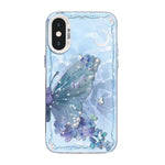 Capa de Telemóvel Híbrida em PC com TPU e Revestimento Prateado com Padrão de Borboleta, Para iPhone 12 mini, Para iPhone 11 Pro Max, Para iPhone 11, Para iPhone 11 Pro, Para iPhone XS / X, Para iPhone XR