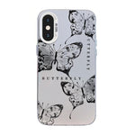 Capa de Telemóvel Híbrida em PC com TPU e Revestimento Prateado com Padrão de Borboleta, Para iPhone 12 mini, Para iPhone 11 Pro Max, Para iPhone 11, Para iPhone 11 Pro, Para iPhone XS / X, Para iPhone XR