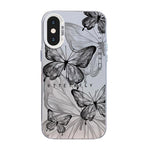 Capa de Telemóvel Híbrida em PC com TPU e Revestimento Prateado com Padrão de Borboleta, Para iPhone 12 mini, Para iPhone 11 Pro Max, Para iPhone 11, Para iPhone 11 Pro, Para iPhone XS / X, Para iPhone XR