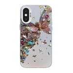 Capa de Telemóvel Híbrida em PC com TPU e Revestimento Prateado com Padrão de Borboleta, Para iPhone 12 mini, Para iPhone 11 Pro Max, Para iPhone 11, Para iPhone 11 Pro, Para iPhone XS / X, Para iPhone XR