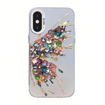 Capa de Telemóvel Híbrida em PC com TPU e Revestimento Prateado com Padrão de Borboleta, Para iPhone 12 mini, Para iPhone 11 Pro Max, Para iPhone 11, Para iPhone 11 Pro, Para iPhone XS / X, Para iPhone XR