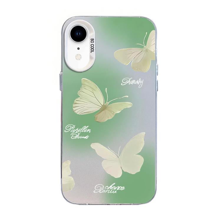 Capa de Telemóvel Híbrida em PC com TPU e Revestimento Prateado com Padrão de Borboleta, Para iPhone 12 mini, Para iPhone 11 Pro Max, Para iPhone 11, Para iPhone 11 Pro, Para iPhone XS / X, Para iPhone XR