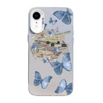 Capa de Telemóvel Híbrida em PC com TPU e Revestimento Prateado com Padrão de Borboleta, Para iPhone 12 mini, Para iPhone 11 Pro Max, Para iPhone 11, Para iPhone 11 Pro, Para iPhone XS / X, Para iPhone XR