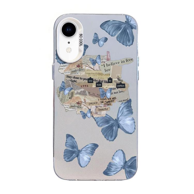 Capa de Telemóvel Híbrida em PC com TPU e Revestimento Prateado com Padrão de Borboleta, Para iPhone 12 mini, Para iPhone 11 Pro Max, Para iPhone 11, Para iPhone 11 Pro, Para iPhone XS / X, Para iPhone XR