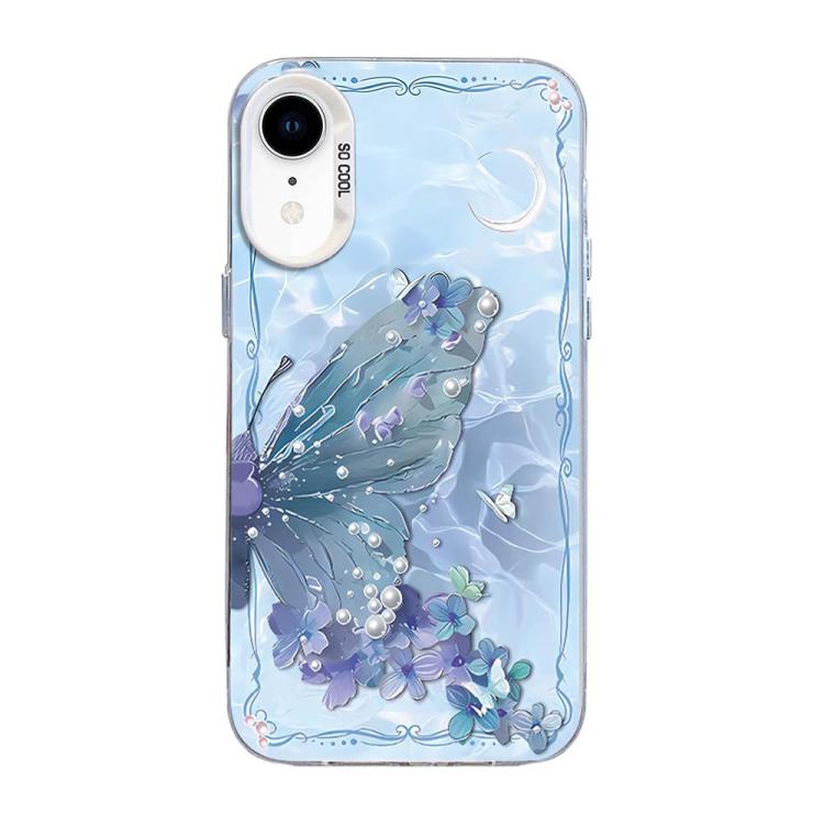 Capa de Telemóvel Híbrida em PC com TPU e Revestimento Prateado com Padrão de Borboleta, Para iPhone 12 mini, Para iPhone 11 Pro Max, Para iPhone 11, Para iPhone 11 Pro, Para iPhone XS / X, Para iPhone XR