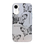 Capa de Telemóvel Híbrida em PC com TPU e Revestimento Prateado com Padrão de Borboleta, Para iPhone 12 mini, Para iPhone 11 Pro Max, Para iPhone 11, Para iPhone 11 Pro, Para iPhone XS / X, Para iPhone XR