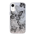 Capa de Telemóvel Híbrida em PC com TPU e Revestimento Prateado com Padrão de Borboleta, Para iPhone 12 mini, Para iPhone 11 Pro Max, Para iPhone 11, Para iPhone 11 Pro, Para iPhone XS / X, Para iPhone XR