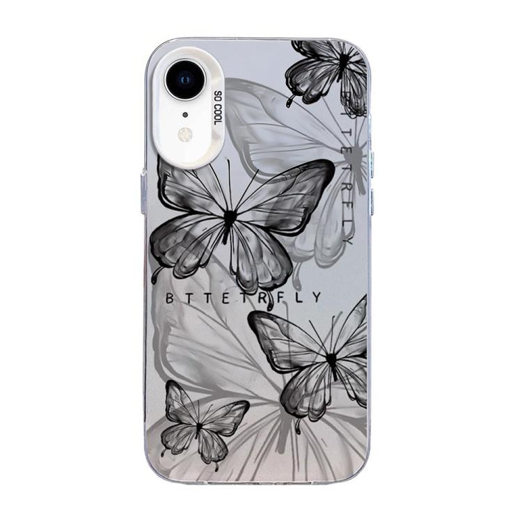 Capa de Telemóvel Híbrida em PC com TPU e Revestimento Prateado com Padrão de Borboleta, Para iPhone 12 mini, Para iPhone 11 Pro Max, Para iPhone 11, Para iPhone 11 Pro, Para iPhone XS / X, Para iPhone XR
