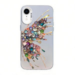Capa de Telemóvel Híbrida em PC com TPU e Revestimento Prateado com Padrão de Borboleta, Para iPhone 12 mini, Para iPhone 11 Pro Max, Para iPhone 11, Para iPhone 11 Pro, Para iPhone XS / X, Para iPhone XR