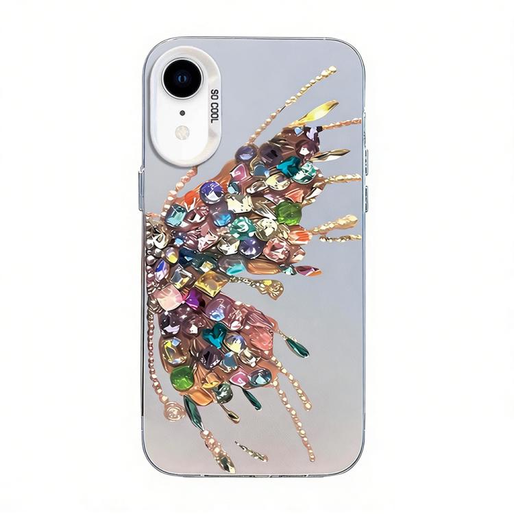 Capa de Telemóvel Híbrida em PC com TPU e Revestimento Prateado com Padrão de Borboleta, Para iPhone 12 mini, Para iPhone 11 Pro Max, Para iPhone 11, Para iPhone 11 Pro, Para iPhone XS / X, Para iPhone XR