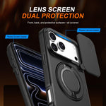 Capa para telemóvel com suporte magnético e escudo deslizante para câmara com rotação, Para iPhone 17 Pro Max, Para iPhone 17 Pro, Para iPhone 17, Para iPhone Air, Para iPhone 16 Pro Max, Para iPhone 16 Pro