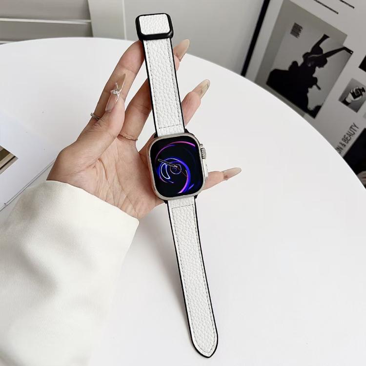 Pulseira de Relógio com Fivela Magnética em Pele Vegana com Textura Litchi xDfind, Para Apple Watch 42 / 44 / 45 / 46 / 49mm, Para Apple Watch 38 / 40 / 41 / S11 42mm