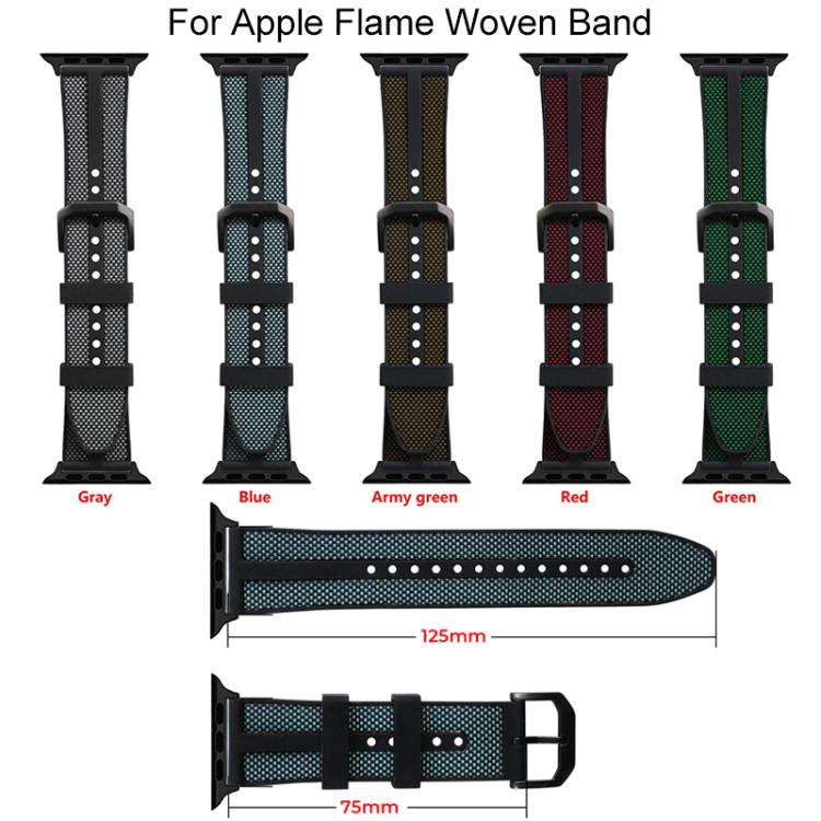Pulseira de Relógio em Silicone com Trança Híbrida de Nylon Flame xDfind, Para Apple Watch 42 / 44 / 45 / 46 / 49mm, Para Apple Watch 38 / 40 / 41 / S11 42mm