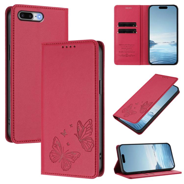 Capa para Telemóvel em Pele Vegana com RFID, Forte Íman Duplo Borboleta, Para iPhone X / XS, Para iPhone XR, Para iPhone XS Max, Para iPhone 8 Plus / 7 Plus