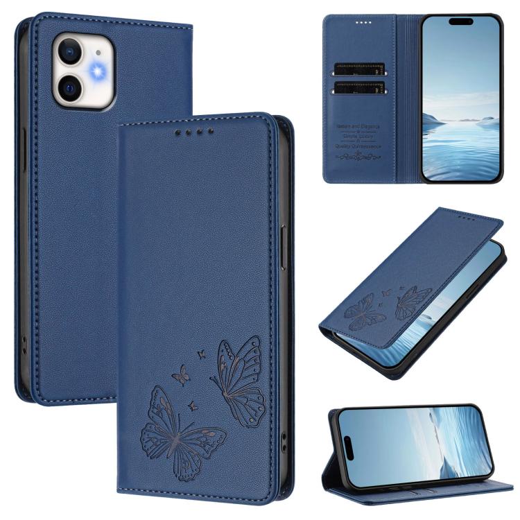 Capa para Telemóvel em Pele Vegana com RFID, Forte Íman Duplo Borboleta, Para iPhone 12 Pro Max, Para iPhone 11 Pro Max, Para iPhone 11, Para iPhone 11 Pro