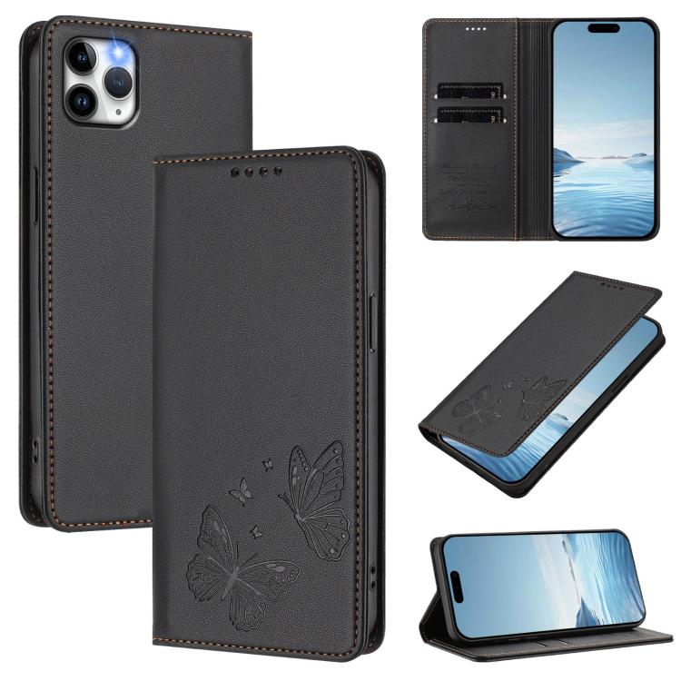 Capa para Telemóvel em Pele Vegana com RFID, Forte Íman Duplo Borboleta, Para iPhone 12 Pro Max, Para iPhone 11 Pro Max, Para iPhone 11, Para iPhone 11 Pro