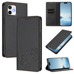 Capa para Telemóvel em Pele Vegana com RFID, Forte Íman Duplo Borboleta, Para iPhone 14 Pro Max, Para iPhone 13 Pro Max, Para iPhone 13 Pro, Para iPhone 12 / 12 Pro