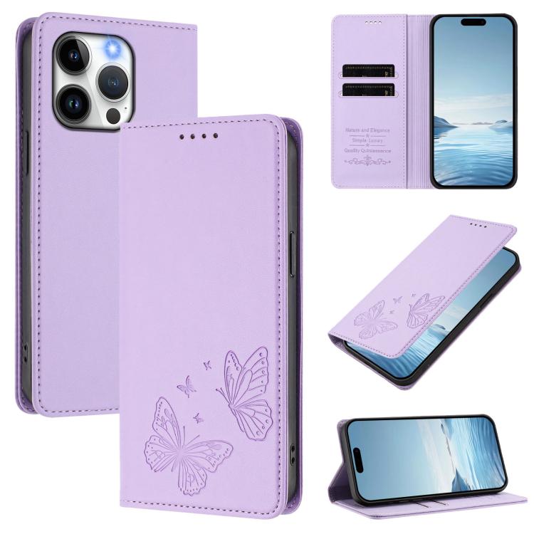 Capa para Telemóvel em Pele Vegana com RFID, Forte Íman Duplo Borboleta, Para iPhone 14 Pro Max, Para iPhone 13 Pro Max, Para iPhone 13 Pro, Para iPhone 12 / 12 Pro