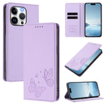 Capa para Telemóvel em Pele Vegana com RFID, Forte Íman Duplo Borboleta, Para iPhone 14 Pro Max, Para iPhone 13 Pro Max, Para iPhone 13 Pro, Para iPhone 12 / 12 Pro