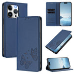 Capa para Telemóvel em Pele Vegana com RFID, Forte Íman Duplo Borboleta, Para iPhone 14 Pro Max, Para iPhone 13 Pro Max, Para iPhone 13 Pro, Para iPhone 12 / 12 Pro