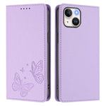 Strong Magnetic Dual Butterfly RFID Vegan Leather Phone Case, For iPhone 15, For iPhone 14 Plus, For iPhone 14 / 13, For iPhone 14 Pro