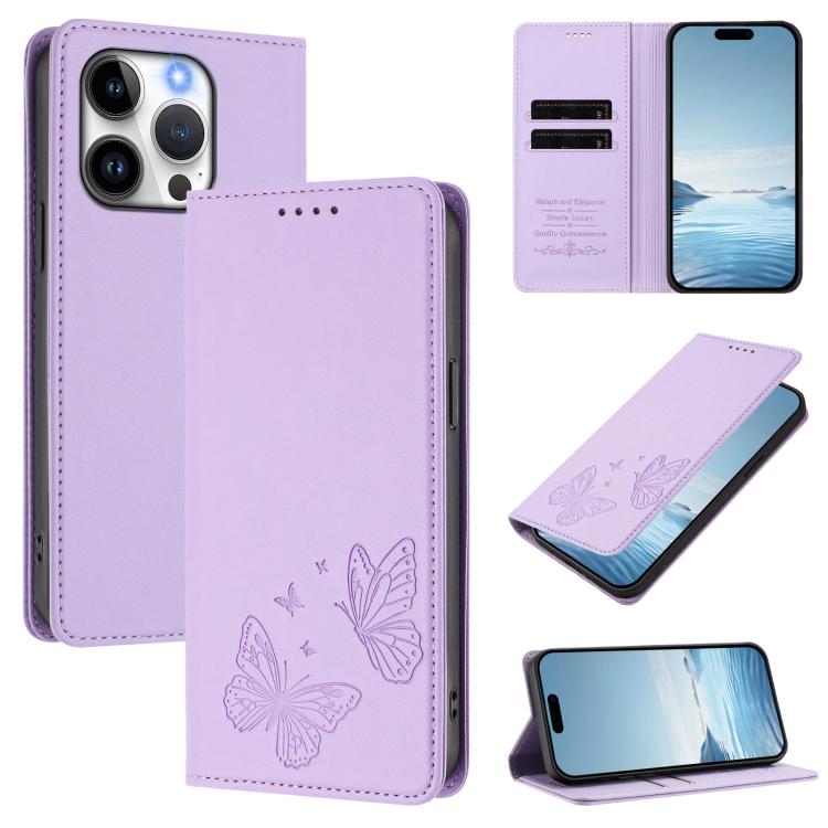 Strong Magnetic Dual Butterfly RFID Vegan Leather Phone Case, For iPhone 16, For iPhone 15 Pro Max, For iPhone 15 Pro, For iPhone 15 Plus