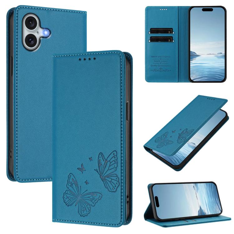 Capa de telemóvel em pele vegana com dupla borboleta magnética forte, para iPhone Air, para iPhone 16 Pro Max, para iPhone 16 Pro, para iPhone 16 Plus