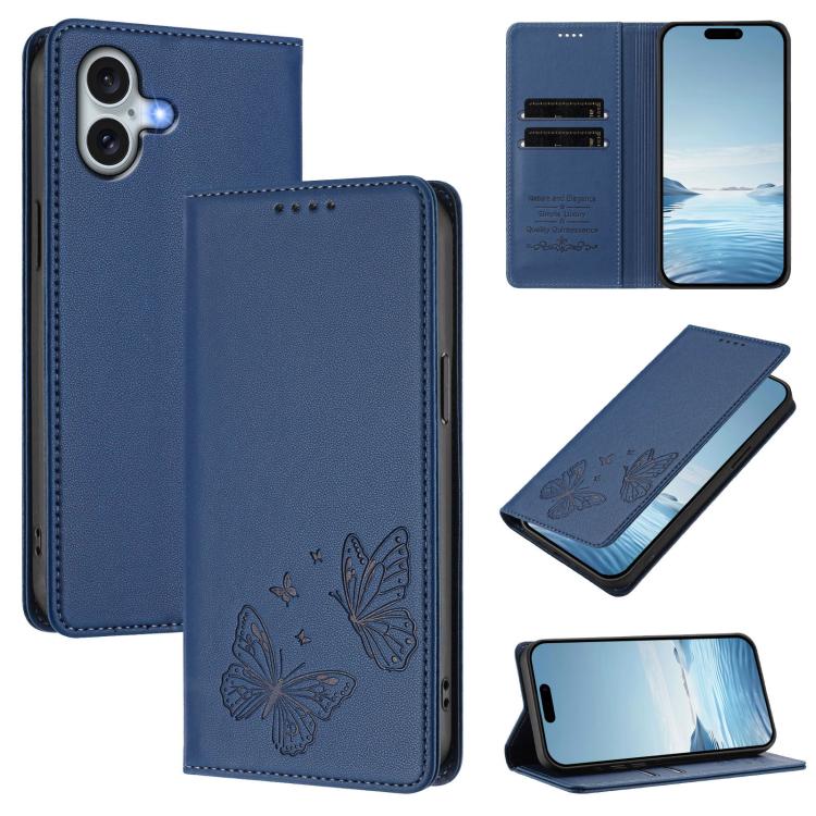 Capa de telemóvel em pele vegana com dupla borboleta magnética forte, para iPhone Air, para iPhone 16 Pro Max, para iPhone 16 Pro, para iPhone 16 Plus