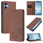 Capa de telemóvel em pele vegana com dupla borboleta magnética forte, para iPhone Air, para iPhone 16 Pro Max, para iPhone 16 Pro, para iPhone 16 Plus